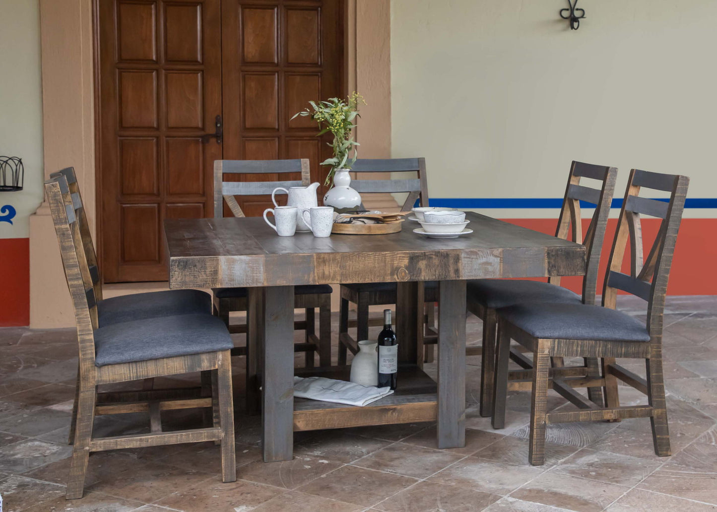 Loft - 54” Square Table - Two Tone Gray / Brown