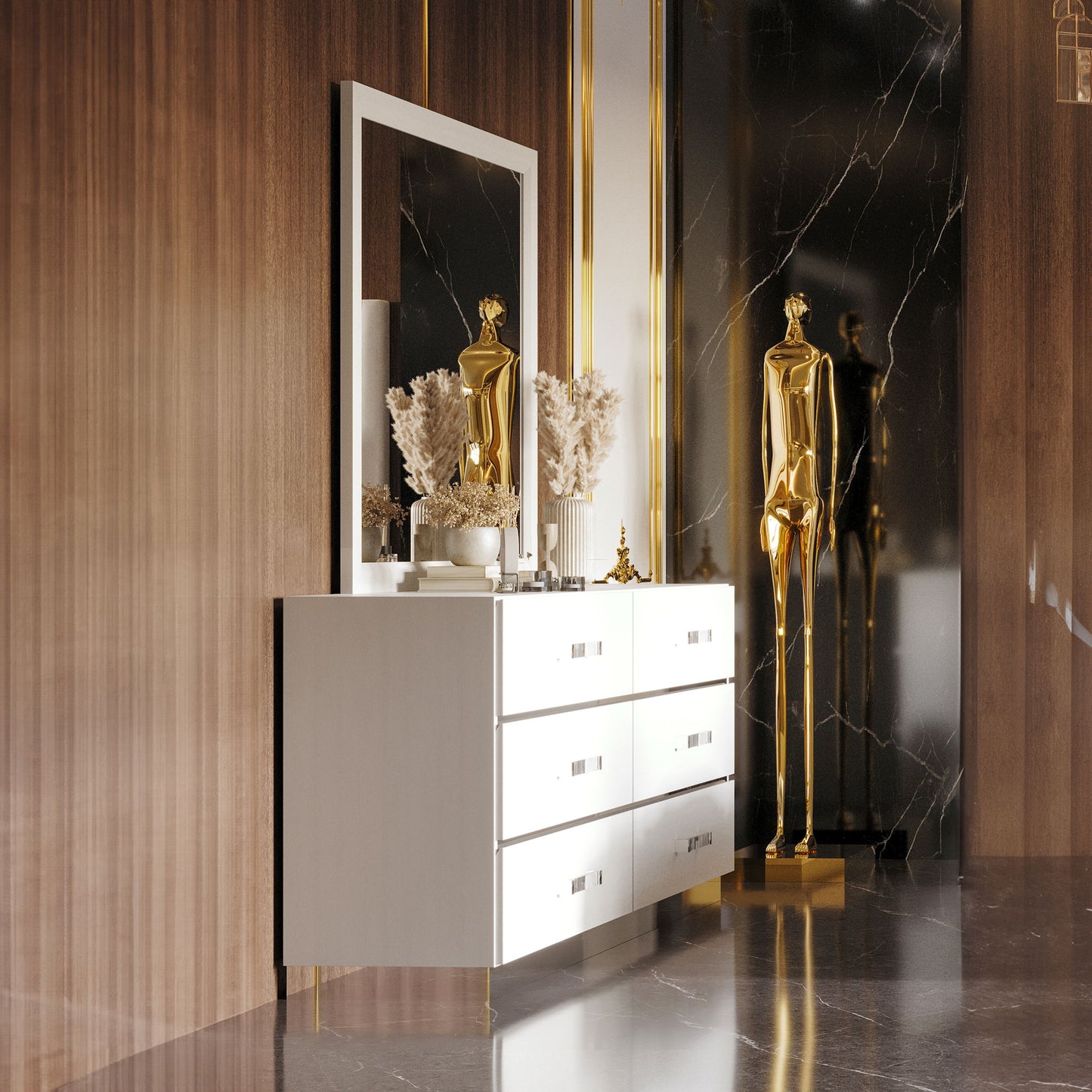 Europa - Dresser & Mirror - White