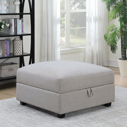 Cambria - Square Upholstered Storage Ottoman - Gray