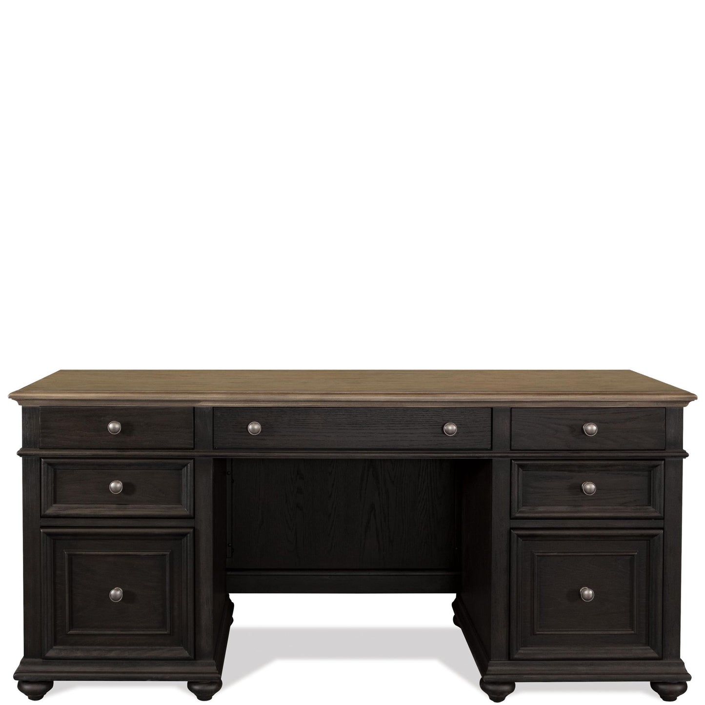 Regency - Credenza Desk - Antique Oak / Matte Black