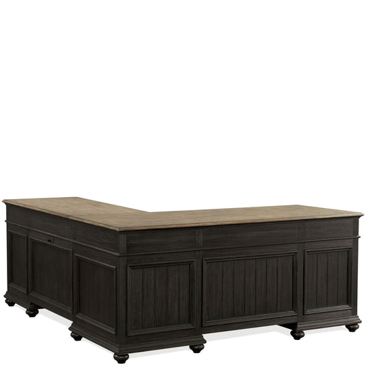 Regency - L-Desk and Return - Antique Oak / Matte Black