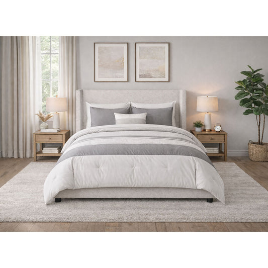 Angeline - Complete Queen Non-Storage Bed - Gray Fabric