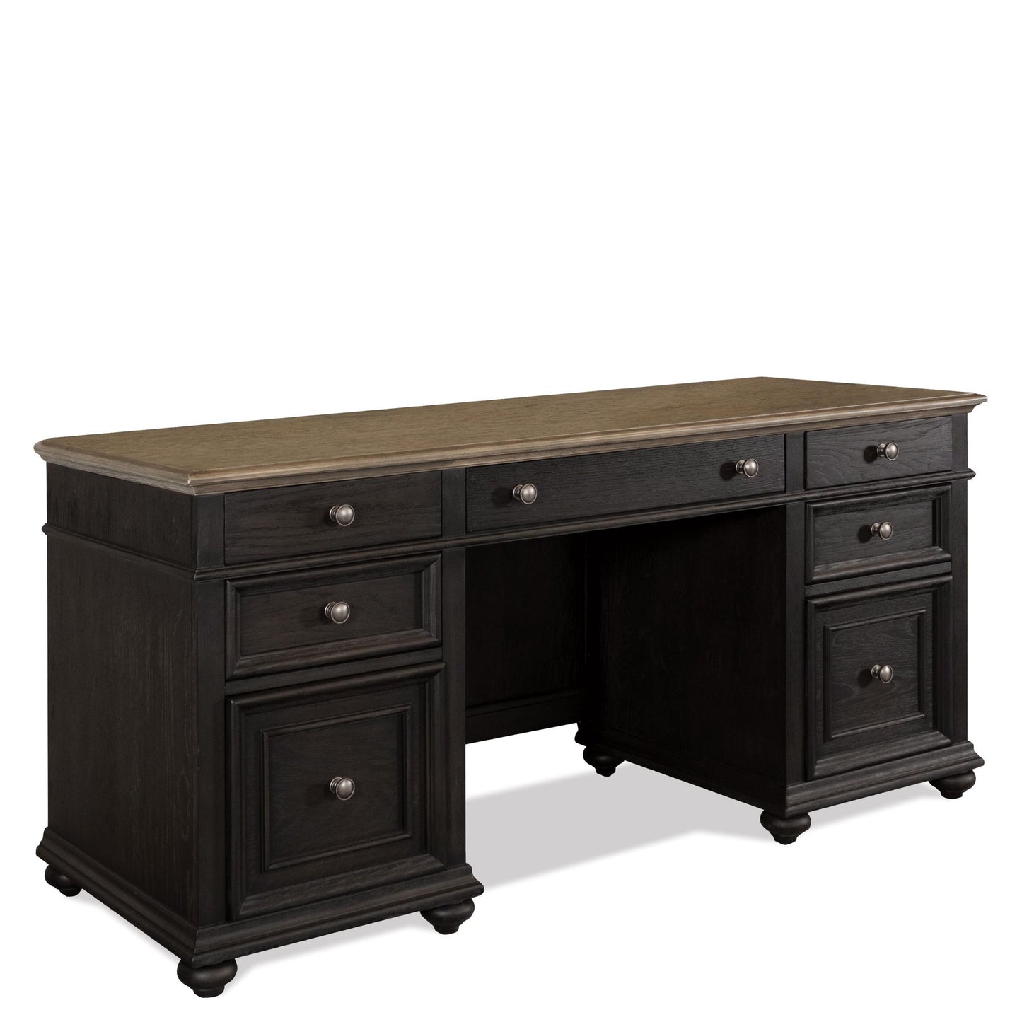 Regency - Credenza Desk - Antique Oak / Matte Black