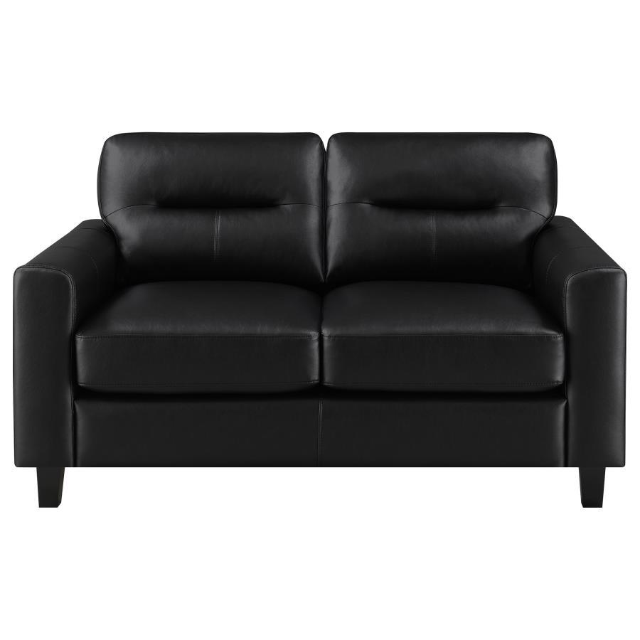 Scotland - Faux Leather Upholstered Track Arm Loveseat