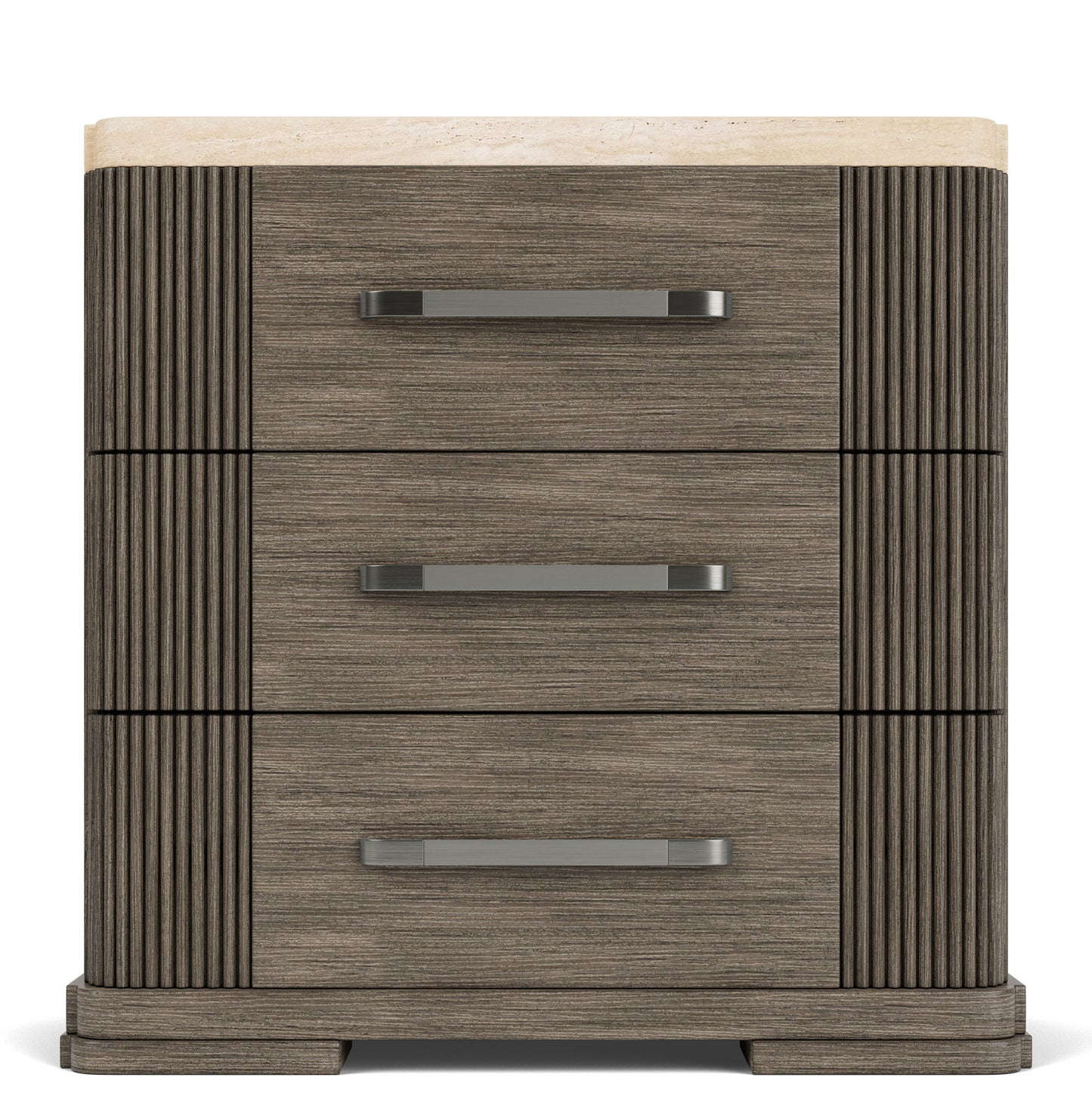 Sariel - Stone Top Three Drawer Nightstand - Dark Brown