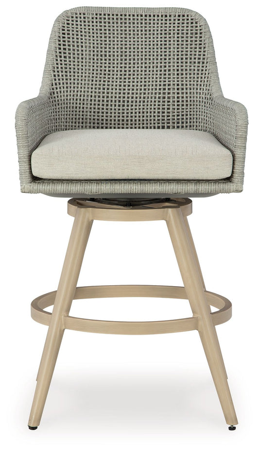 Seton Creek - Barstool With Cushion (Set of 2) - Beige / Gray