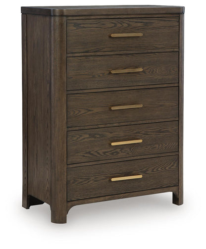 Radkin - Five Drawer Chest - Burnished Brown