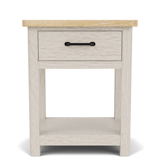 Glenndale - One Drawer Nightstand - Aged White / Wheat