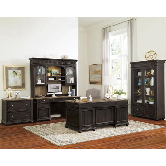 Regency - Credenza Desk - Antique Oak / Matte Black