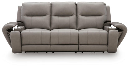 Real Moments - Power Reclining Sofa With Audio Seating - Ash