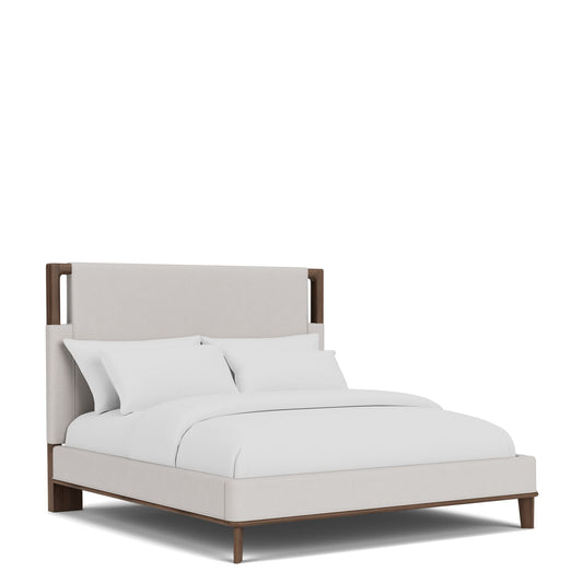 Delia - King Upholstered Bed - Nouveau Walnut / Beige