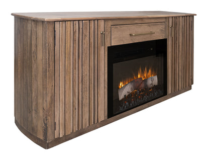 Mezquite - 1 Drawer 2 Doors Fireplace TV Stand - Mezquite Brown