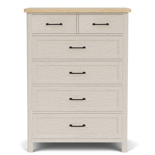 Glenndale - Five Drawer Chest - Aged White / Wheat