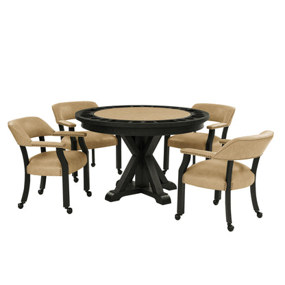 Rylie - Captains Chair - Black Finish With Sand Vegan Leather - Black
