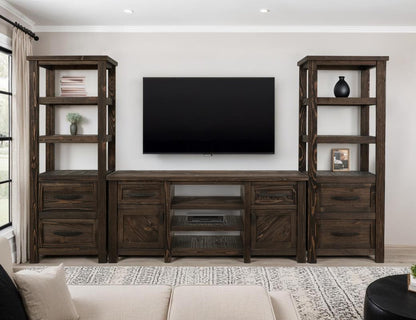 Dutton - Wall Unit With Electric Fireplace Insert - Brown
