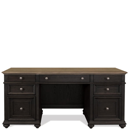 Regency - Credenza Desk - Antique Oak / Matte Black