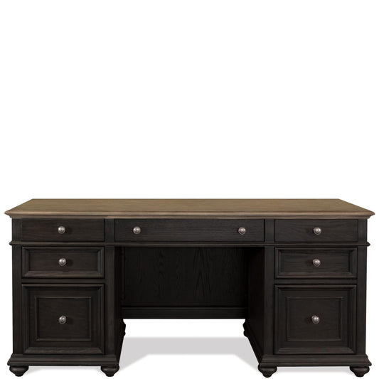 Regency - Credenza Desk - Antique Oak / Matte Black