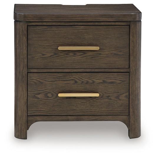 Radkin - Two Drawer Night Stand - Burnished Brown