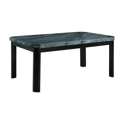 Francesca - Rectangular 5 Piece Gray PU Chairs Dining Set, Table & Four Chairs - Gray Marble