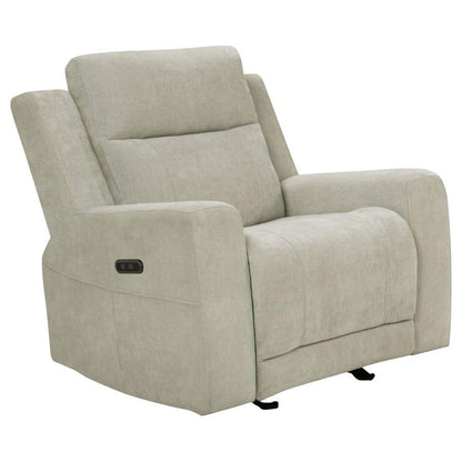 Kennett - Chenille Upholstered Power Recliner Chair - Ivory