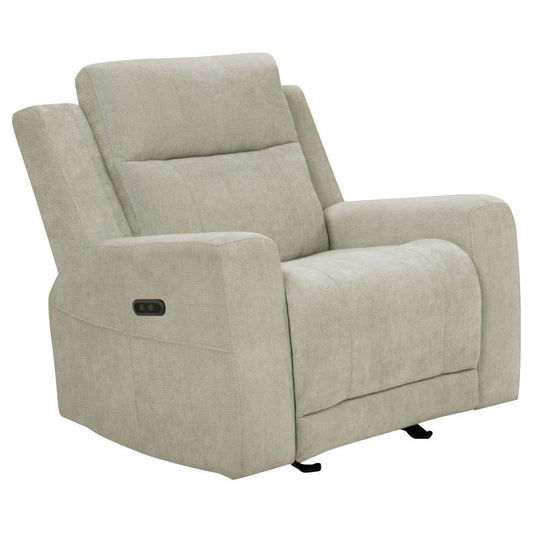 Kennett - Chenille Upholstered Power Recliner Chair - Ivory