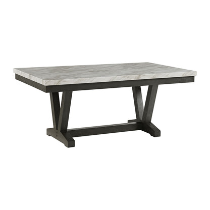 Everdeen - Dining Table With White Faux Marble Top - Charcoal