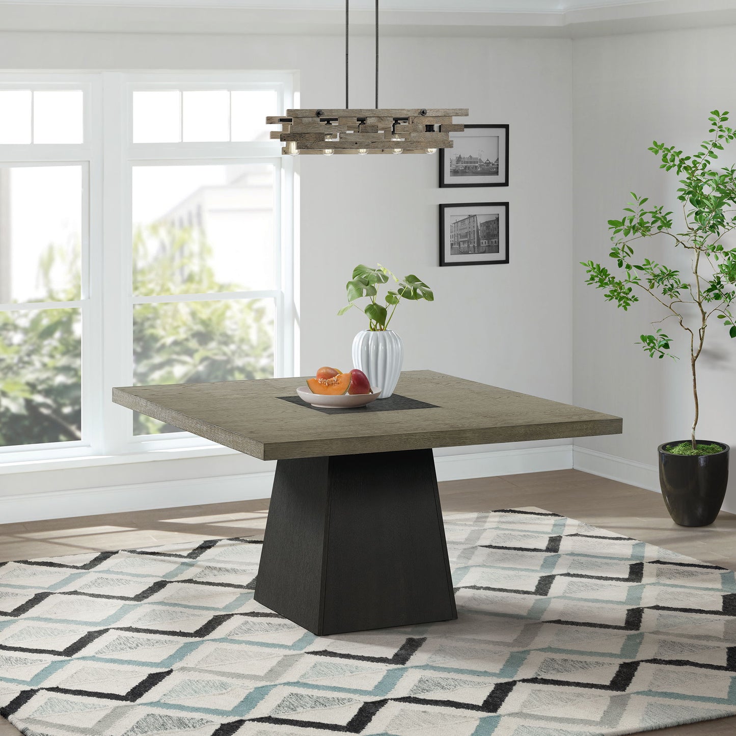Jemma - Square Dining Table - Gray / Dark Espresso