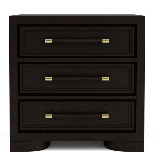 Lydia - Three Drawer Nightstand - Dark Brown