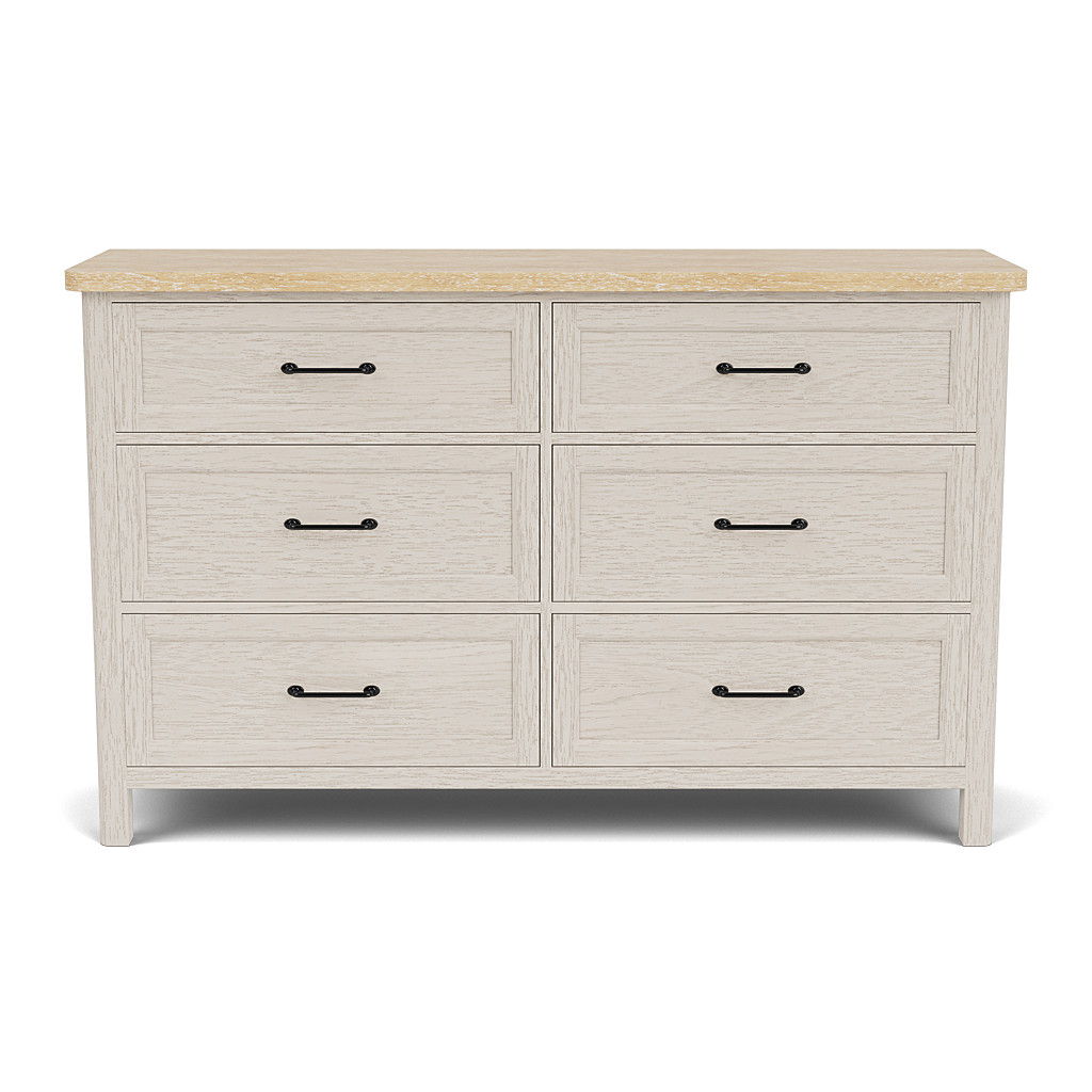 Glenndale - Six Drawer Dresser - Aged White / Wheat