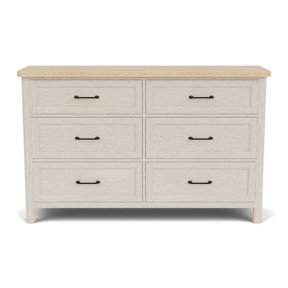 Glenndale - Six Drawer Dresser - Aged White / Wheat