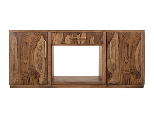 Balam - 1 Drawer & 2 Door Electric Fireplace - Light Brown
