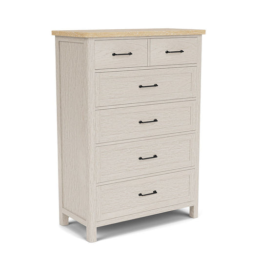 Glenndale - Five Drawer Chest - Aged White / Wheat