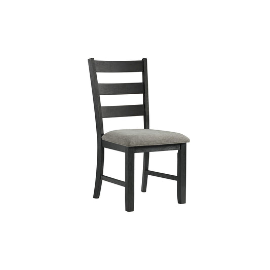 Martin - Dining Side Chair With Gray Fabric (Set of 2) - Black Finish