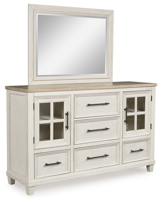 Shaybrock - Dresser And Mirror - Antique White / Brown