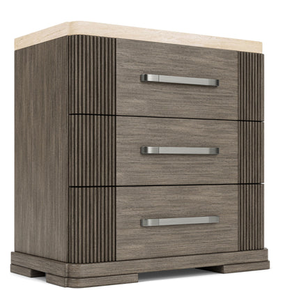 Sariel - Stone Top Three Drawer Nightstand - Dark Brown