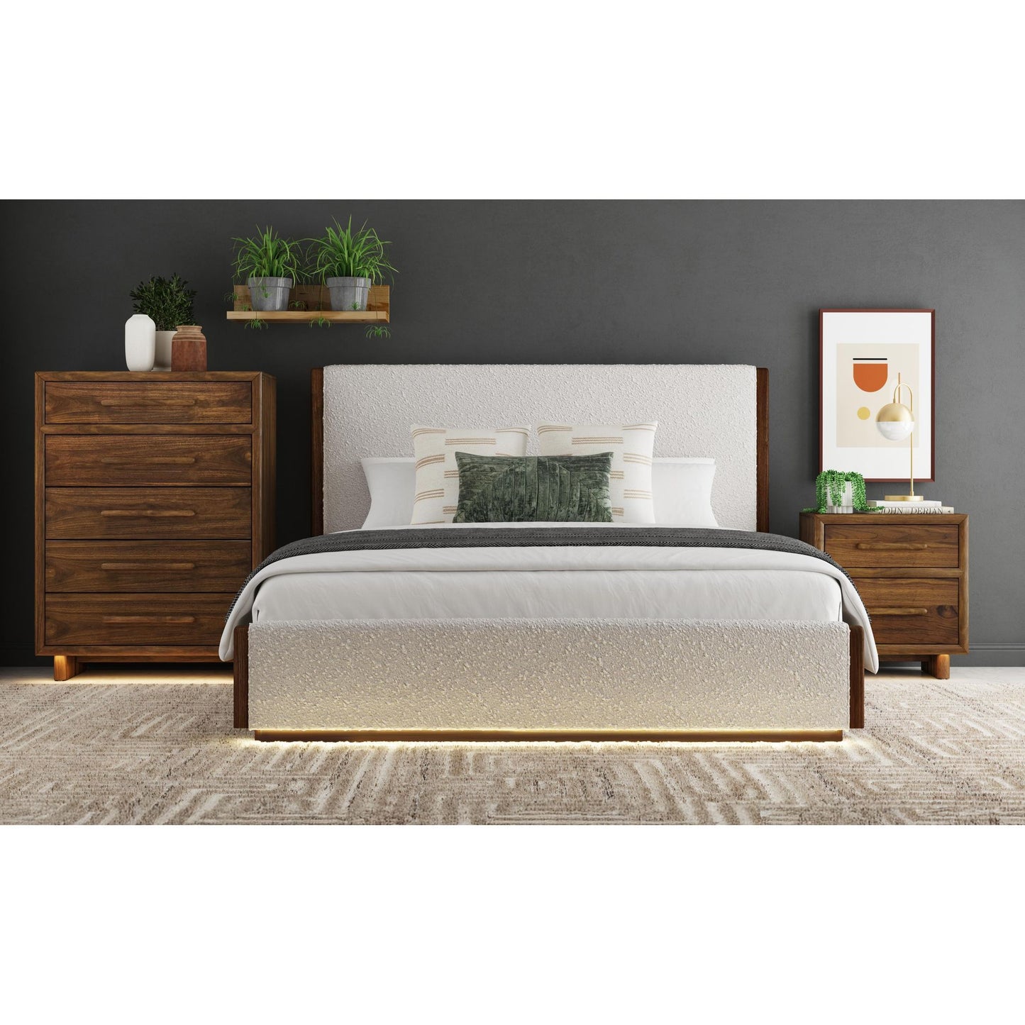 Brisbane - Nightstand With USBC And LED - Brown