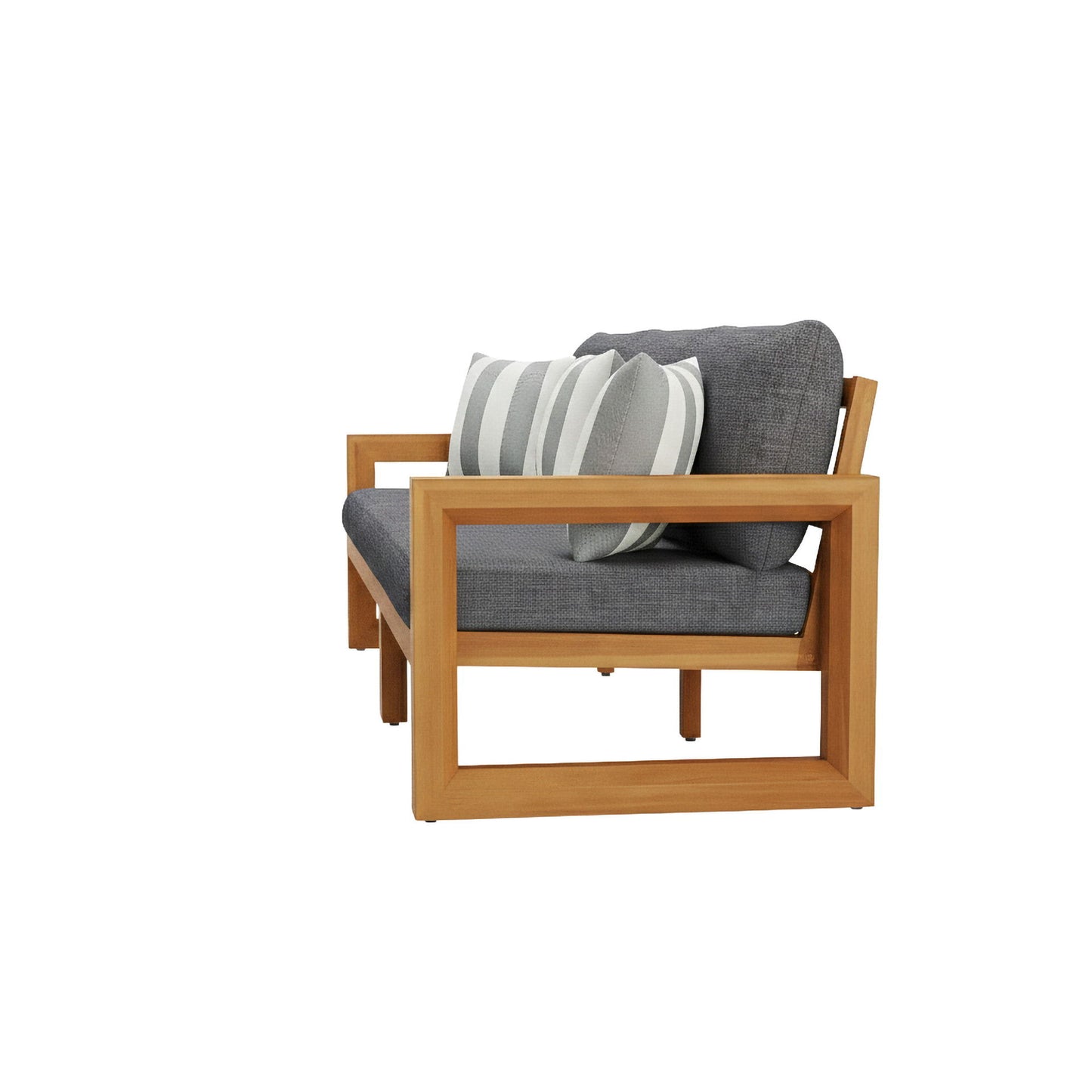 Bristol - Bay Wood Outdoor Sofa With Cushions - Natural / Brown / Gray