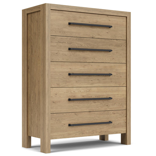 Davie - Five Drawer Chest - Light Brown