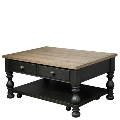 Barrington Two Tone - Rectangular Coffee Table - Antique Oak / Matte Black