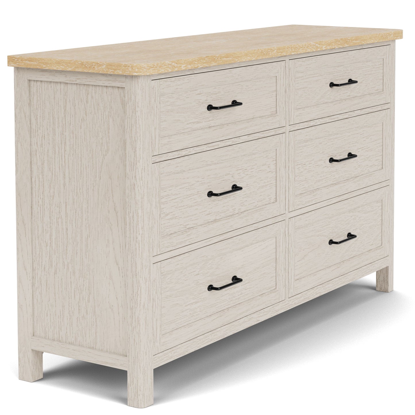 Glenndale - Six Drawer Dresser - Aged White / Wheat