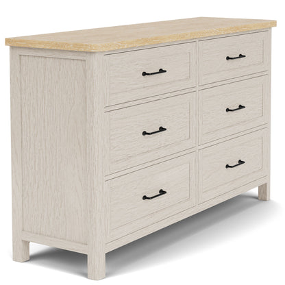 Glenndale - Six Drawer Dresser - Aged White / Wheat