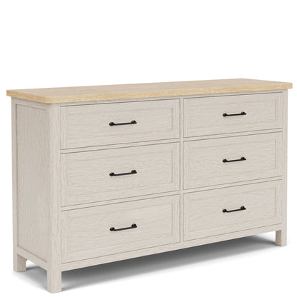 Glenndale - Six Drawer Dresser - Aged White / Wheat