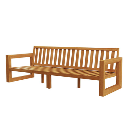 Bristol - Bay Wood Outdoor Sofa With Cushions - Natural / Brown / Gray